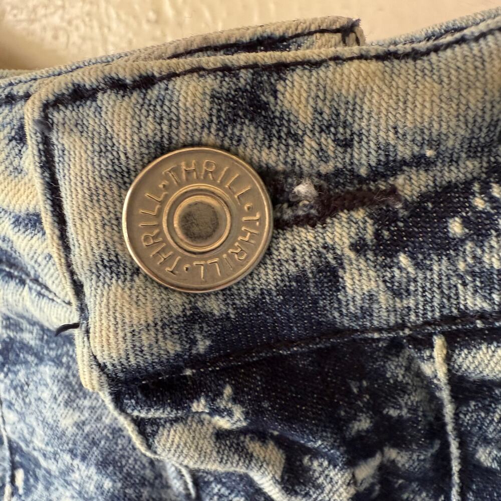 Thrill vintage acid wash denim pleated mini skirt flared silhouette. size 1X - Picture 4 of 10